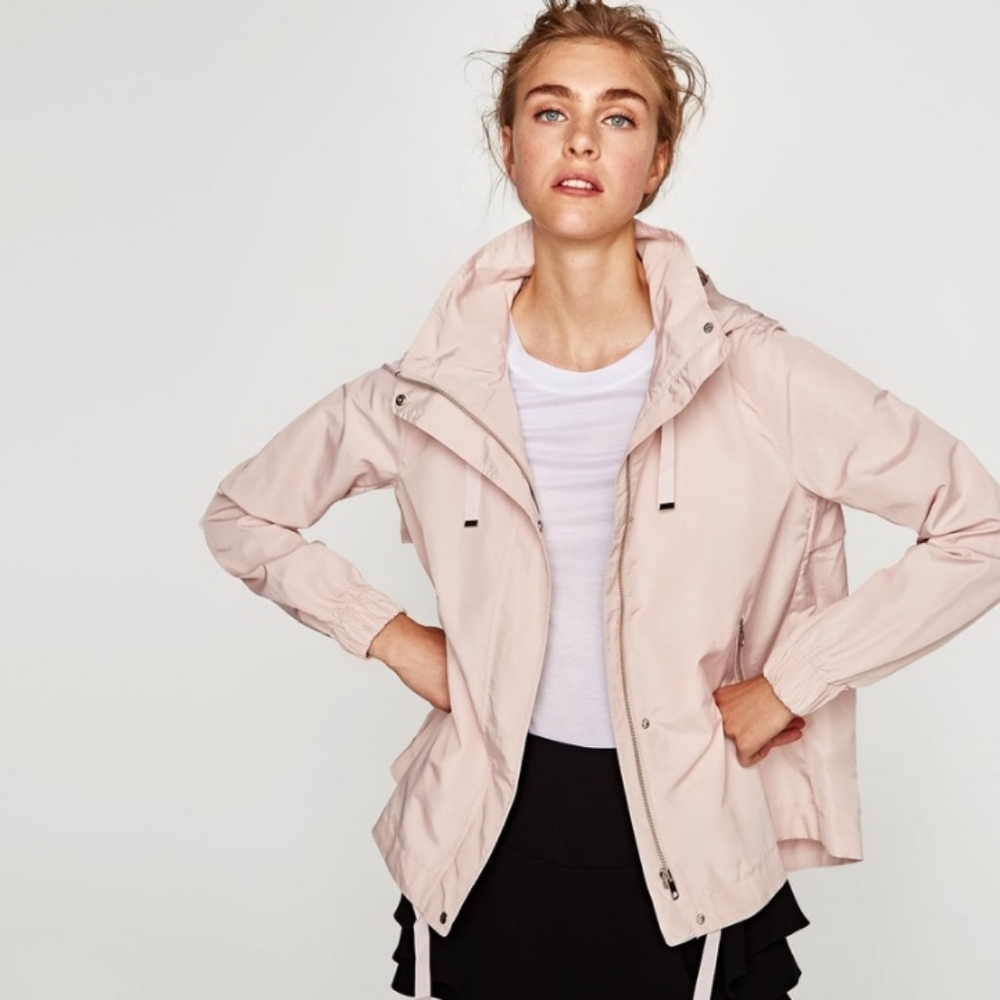 Zara Basic Outerwear Light Pink Rain Jacket/Windb… - image 1